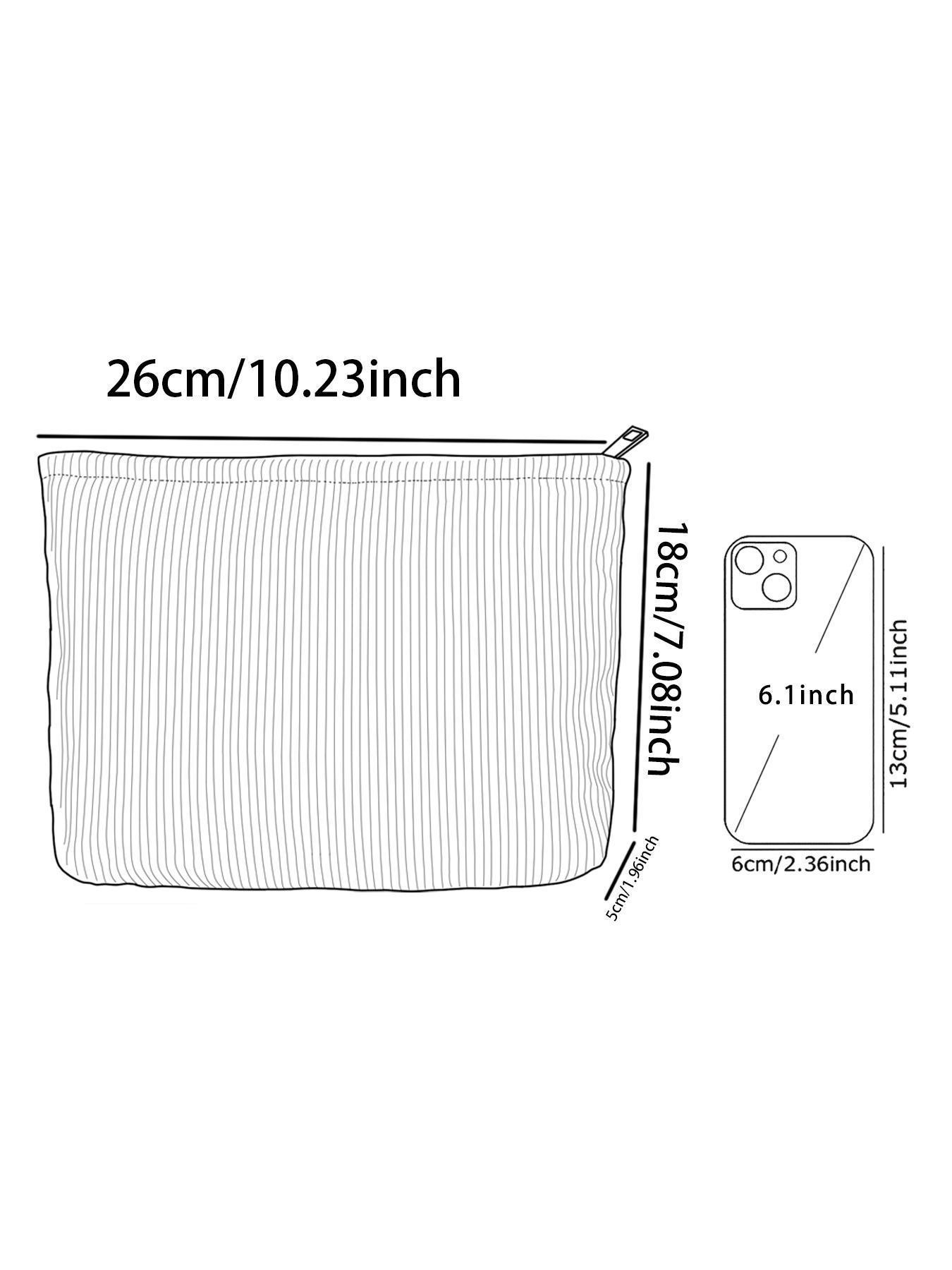 Cute Bowknot & Polka Dot Pattern Makeup Bag, Lightweight Multifunctional Cosmetic Storage Bag, Casual Versatile Zipper Corduroy Makeup Bag for Travel & Daily Use, Travel Cosmetic Bags, Handheld Cosmetic Pouch, Cosmetics Bag