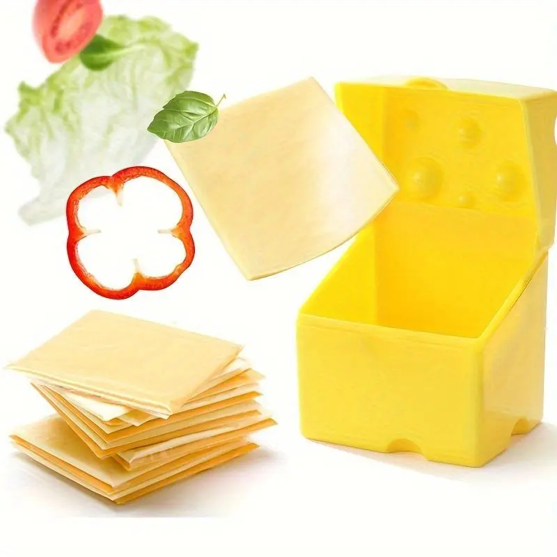 1pc Cheese preservation box Kitchen Flap Cheese Box Refrigerator fresh-keeping box Cheese packaging storage box Food and snack packaging box Food Storage Boxes Kitchen supplies