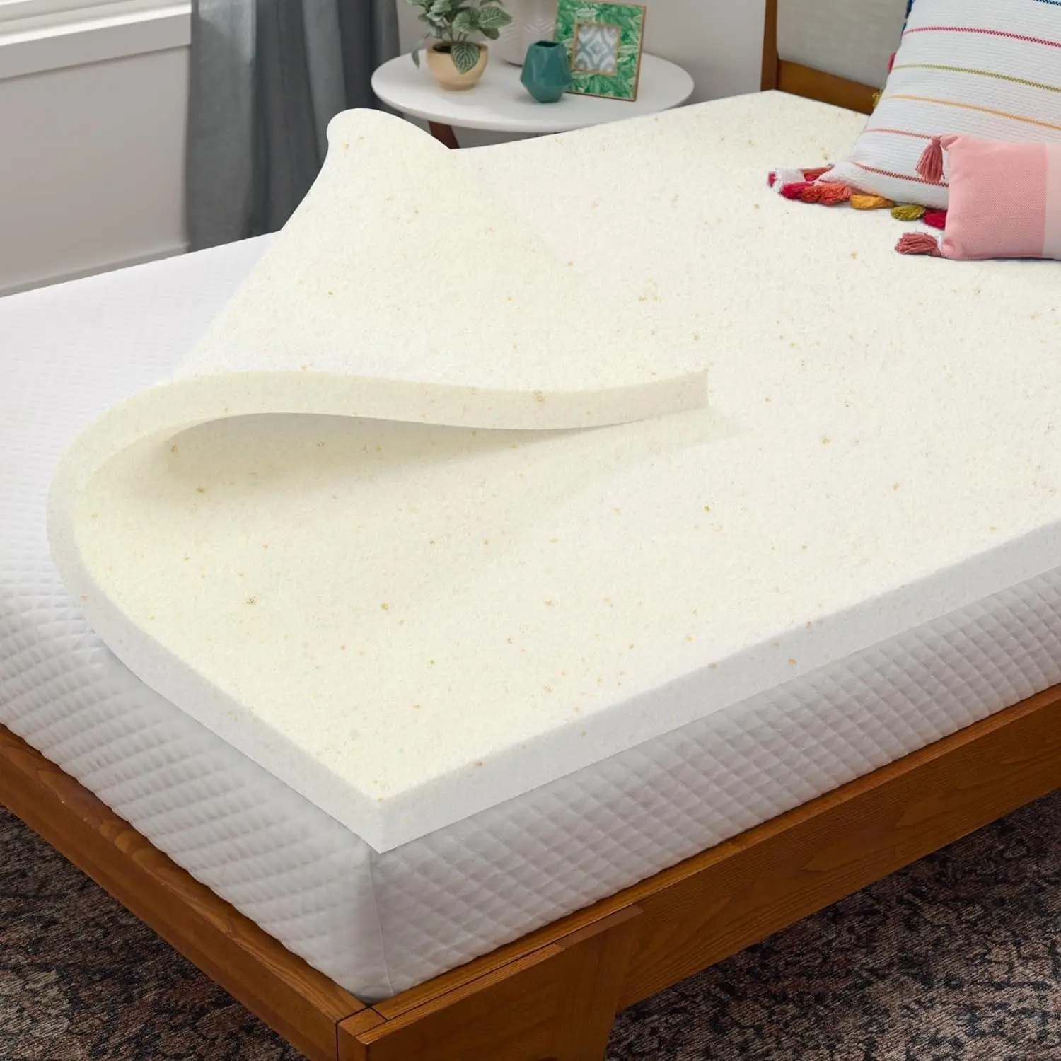 Nutan 1-Inch Copper-Infused Memory Foam Mattress Topper, Full Size, Cooling Pressure Relieving with Airflow Design, Beige