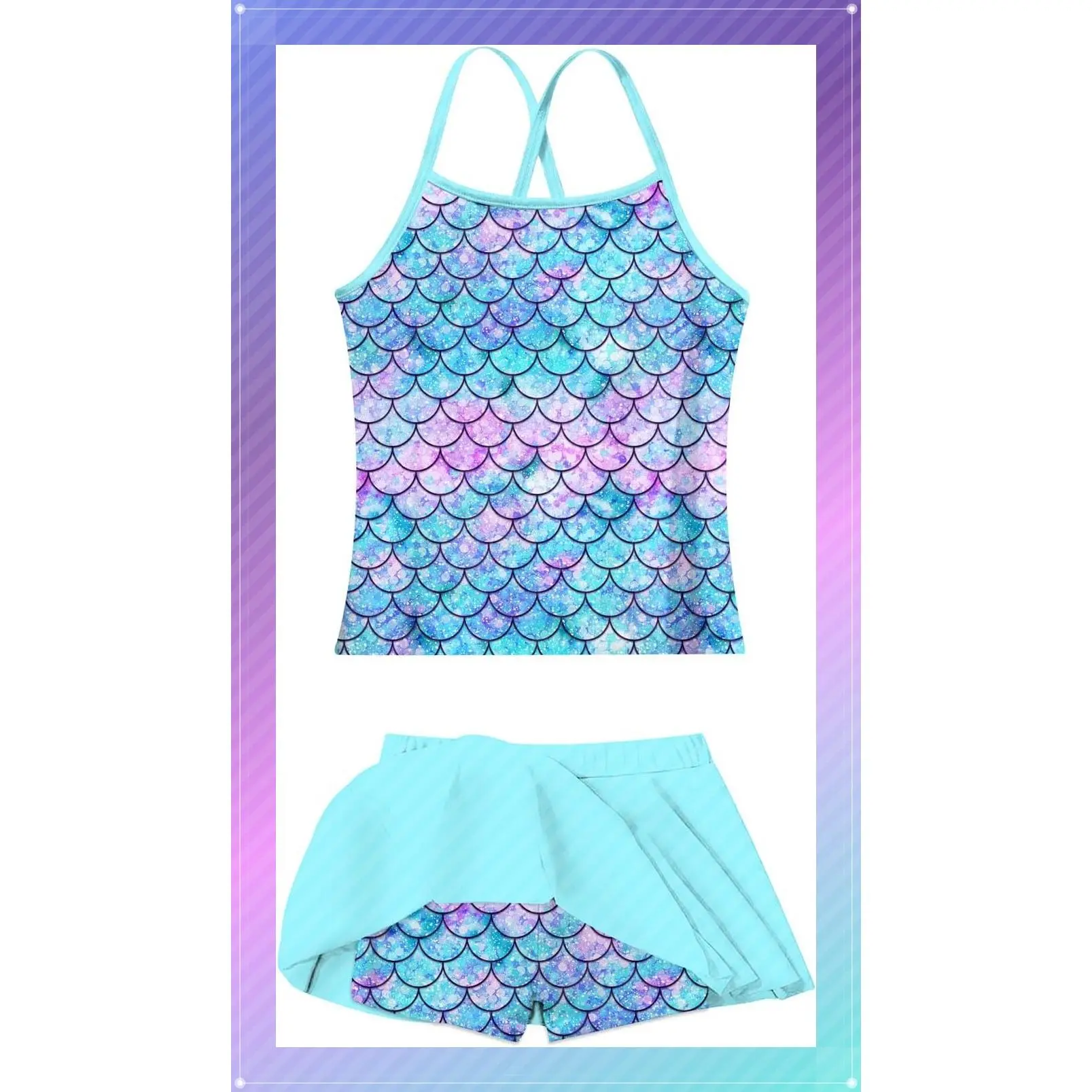Girls Tankini Swimsuit Two Piece Bathing Suit 3-13 Years | with Adjustable Strap, Quick Dry, Soft, Breathable, Lightweight, Stretchy, For Beach VacationGift