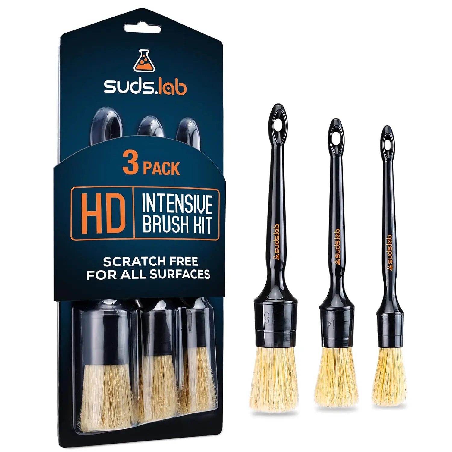 HD Intensive Brush Kit 3 Pack- Premium Boar’s Hair Brushes - Scratch Free Design - Fine Detailing Brushes For Personal And Professional UseGift.