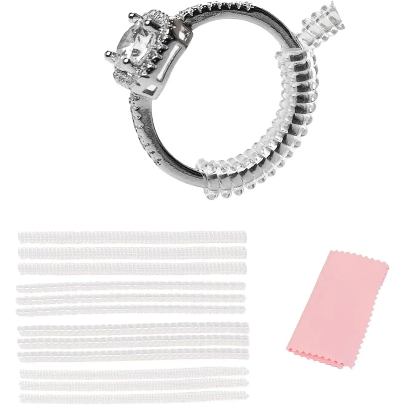 12-Pack Ring Sizer for Loose Rings, 4 Sizes Invisible Ring Size Adjuster, Spiral Bands Size Resizer, Clear TPU Rings Guards for Women Men, No Cut Comfortable Band Tightener Fits 2-6mm Bands
