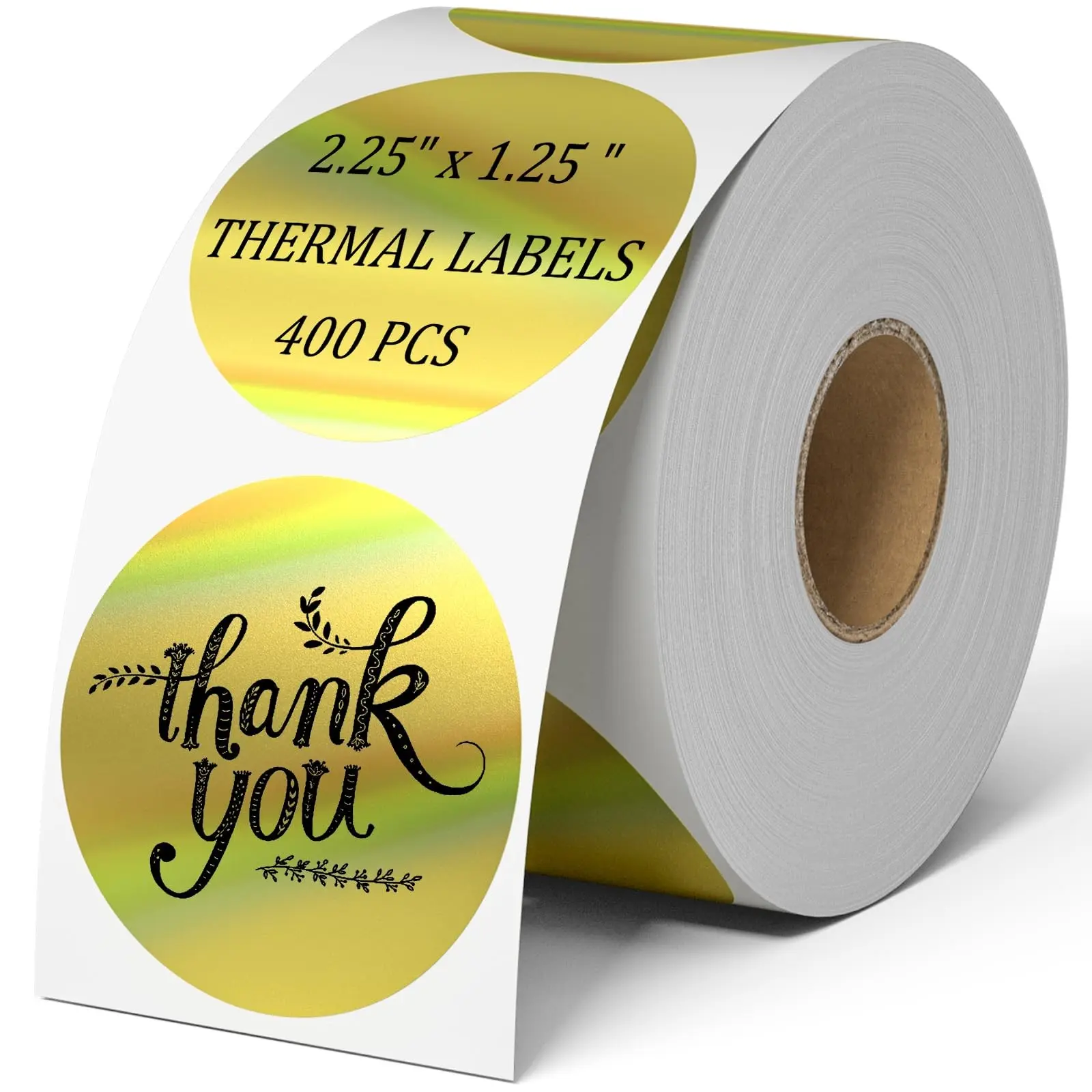400pcs Printable Round Thermal Printer Stickers, 2 Inch Holographic Labels, Waterproof Self-Adhesive for Business Use