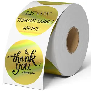 400pcs Printable Round Thermal Printer Stickers, 2 Inch Holographic Labels, Waterproof Self-Adhesive for Business Use
