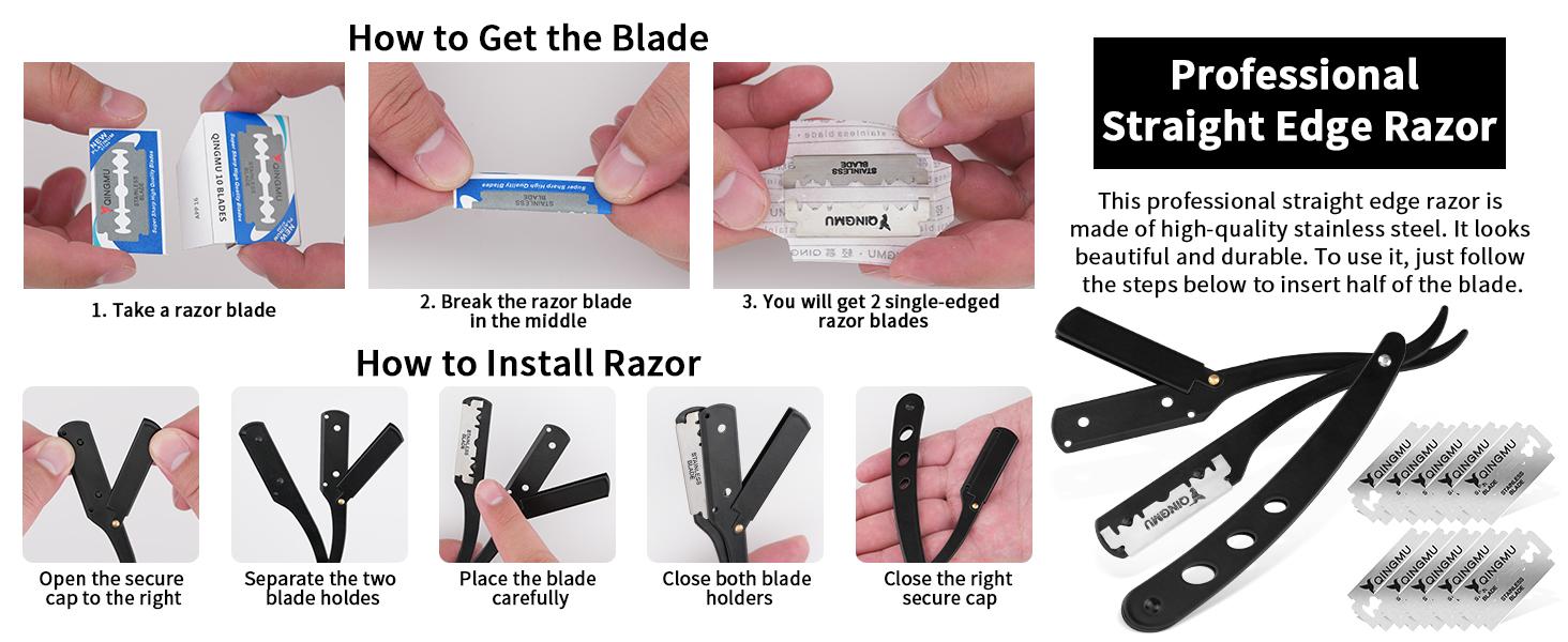 Beard Shaper for Men Beard Shaping Tools - Beard Template Guide, Professional Straight Edge Razor, 10 PCS Double Edge Blade, Barber Pencil, Beard Comb, Stainless Steel Scissor Mustache Lineup Tools