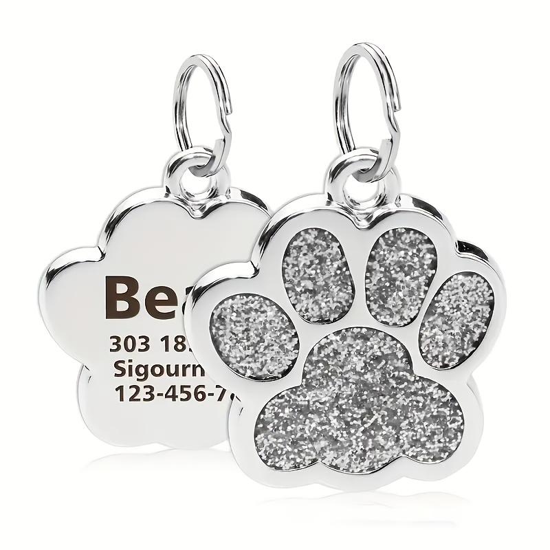 Custom Personalized Pet ID Tag, Engraved Dog Name Tag, Durable Fade-Resistant Paw Print Charm for Dogs & Cats, Collar Name Plate