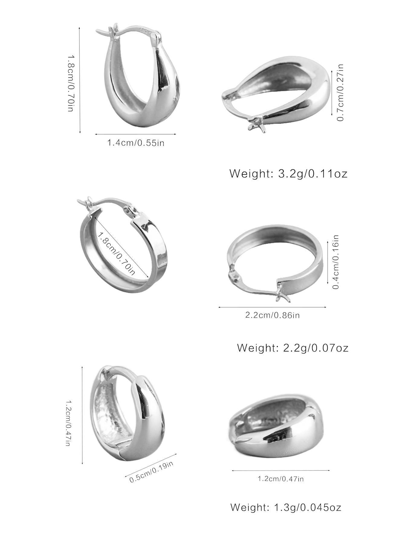 925 Sterling Silver Minimalist Wide Band Hoop Earrings, Elegant Minimalist Earrings, Fashionable Earrings for Women & Girls, Trendy All-match & Exquisite Jewelry for Birthday Gift