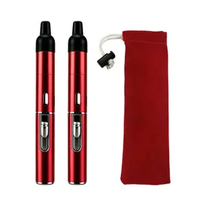 Sleek Gloss Red Metal Pen Lighter | Windproof Refillable All-Weather Emergency Ignition Tool with Matching Velvet Storage Case