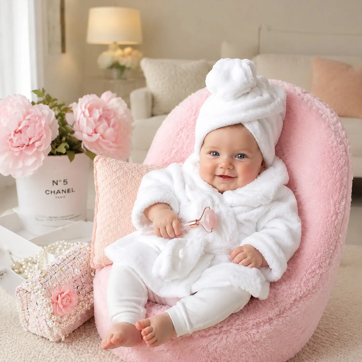 14.17-Inch Newborn Bathrobe Set with Headband and Slippers, Baby Photography Props, Infant Bathrobe for Newborns and Toddlers