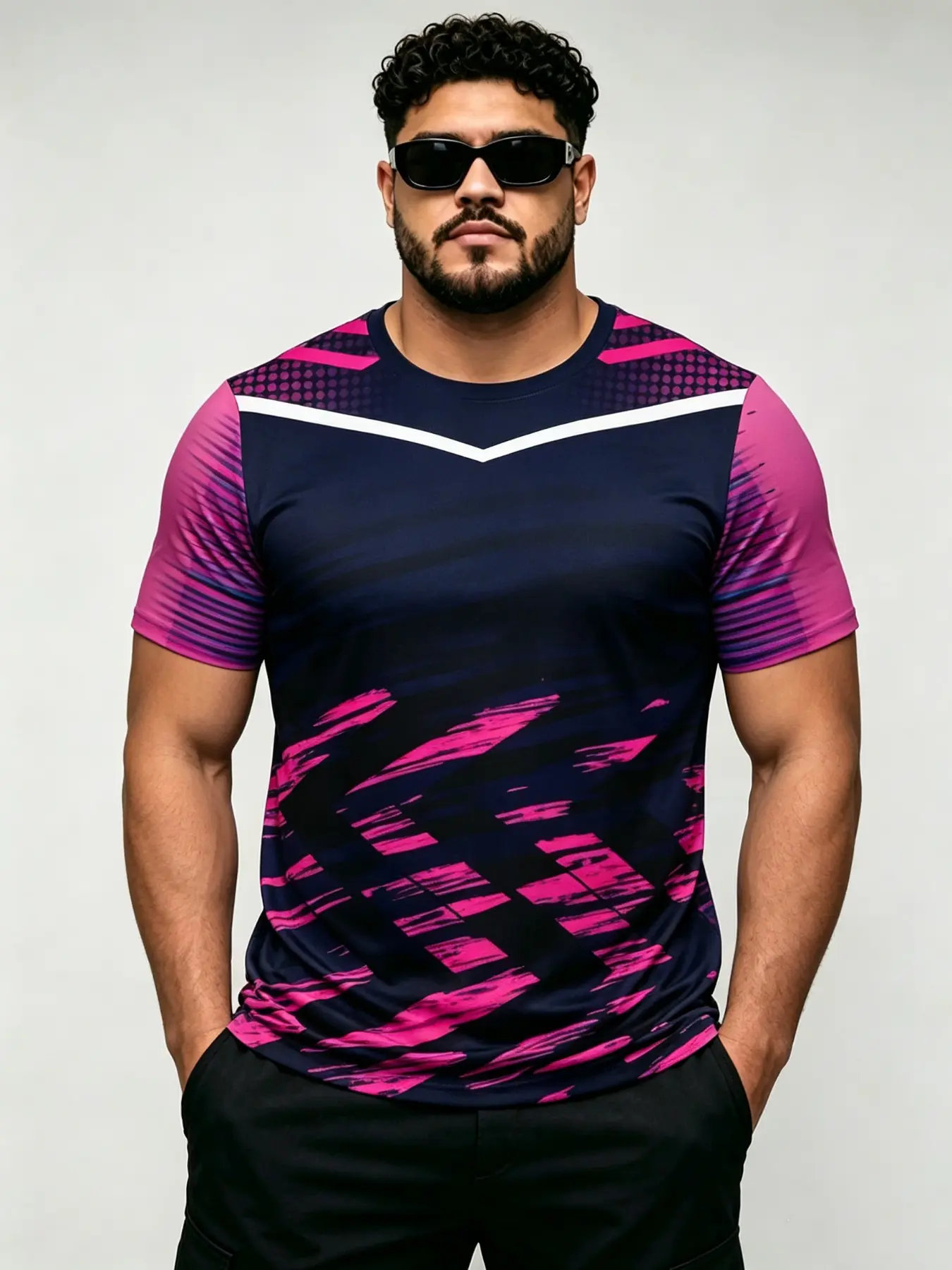 Men's Plus Size 3D Digital Print Short Sleeve T-Shirt, Round Neck, 100% Polyester, Loose Fit, Casual Summer Fashion, Comfortable Style