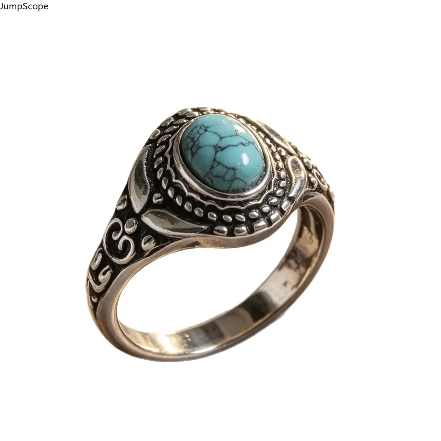 Antique Oxidized Silver Butterfly Swirl Scroll Turquoise Ring For Women, Oval Cracked Veined Stone Milgrain Bezel Vintage Southwest Western Stackable Statement Band For Beach Picnic Daily Dating Ins Jewelry