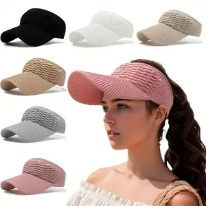 Casual Elastic Knitted Cap, Breathable Women's Sunshade Hat, Ideal for Outdoor Sports, Sun Protection, 1 Count
