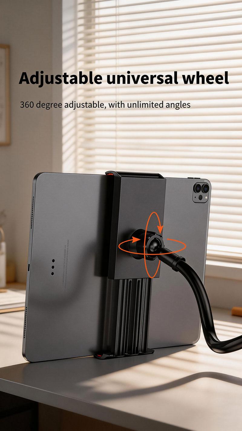 Universal 360 °   Rotating Tablet & Phone Stand with Adjustable Flexible Spiral Base, Bendable Holder for Desk & Bedside