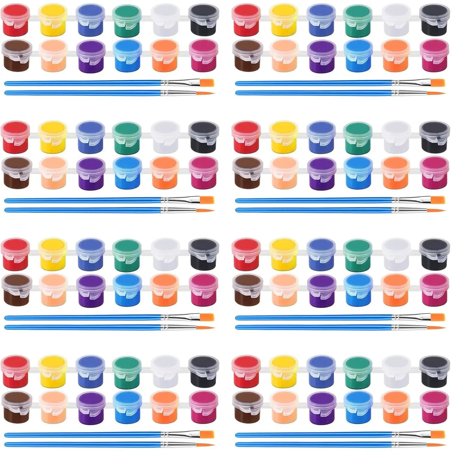 8 Pack Mini Acrylic Paint Set, 12 Colors Acrylic Paint Strips with 16 Brushes, Washable Paint for Kids & Adults Craft, 112 PCS Painting kit for Easter Eggs, Birthday, Party Favor, Classroom Art Giftsfidget toys