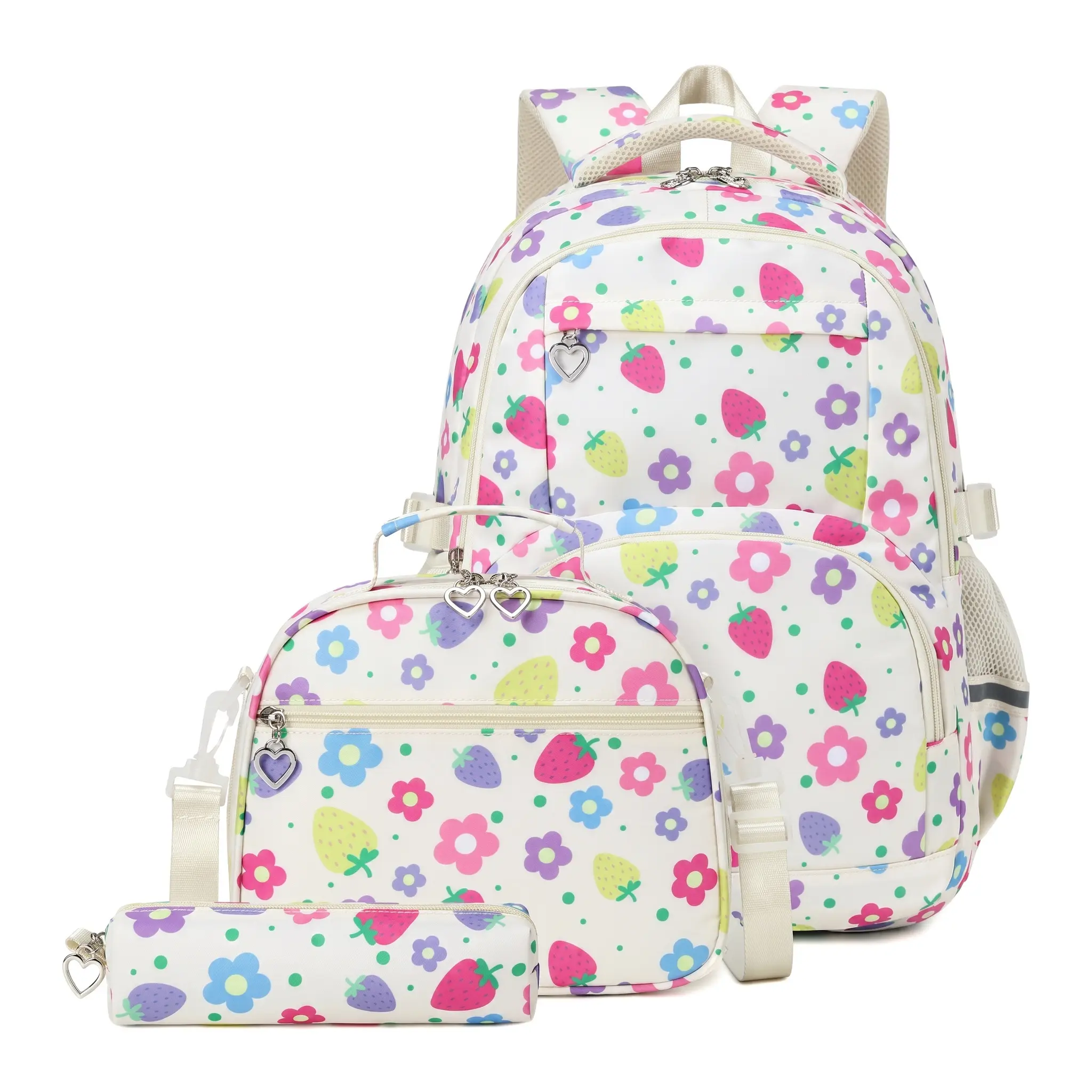 Ultra-Light Nylon Backpack - 3PC, Cute, Waterproof, Large-Capacity, Breathable, Wear-Resistant, Expandable Rucksack with Comfort Padded Straps for Teens, Travel, Daily Use
