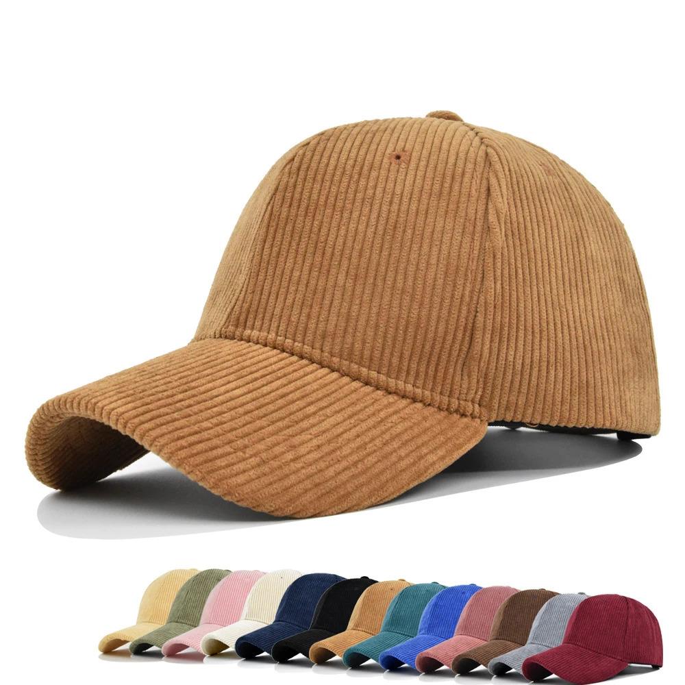 Solid color corduroy ins baseball cap Korean version versatile face enhancing small curved eave street duckbill cap