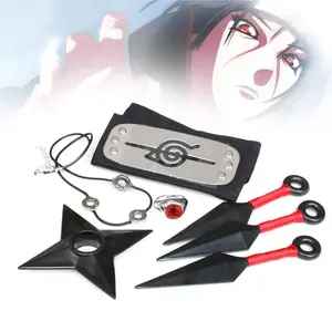 Konoha Headband Itachi Ring Shuriken Cosplay Props Set Anime Accessories Collection For Fans Halloween Party Gift