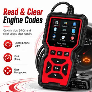 V519 Obd2 Scanner Diagnostic Tool, Engine Fault Code Reader, Live Data Stream, O2 Sensor Test, Battery Voltage Test for 12V Vehicles