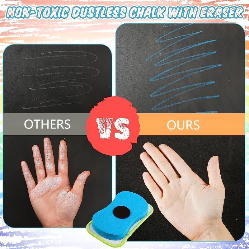 Washable Chalkboard Eraser, 3 Counts/set Magnetic Chalkboard Eraser, Dry Eraser, Reusable Chalk Eraser for Home and Office School Dormitory