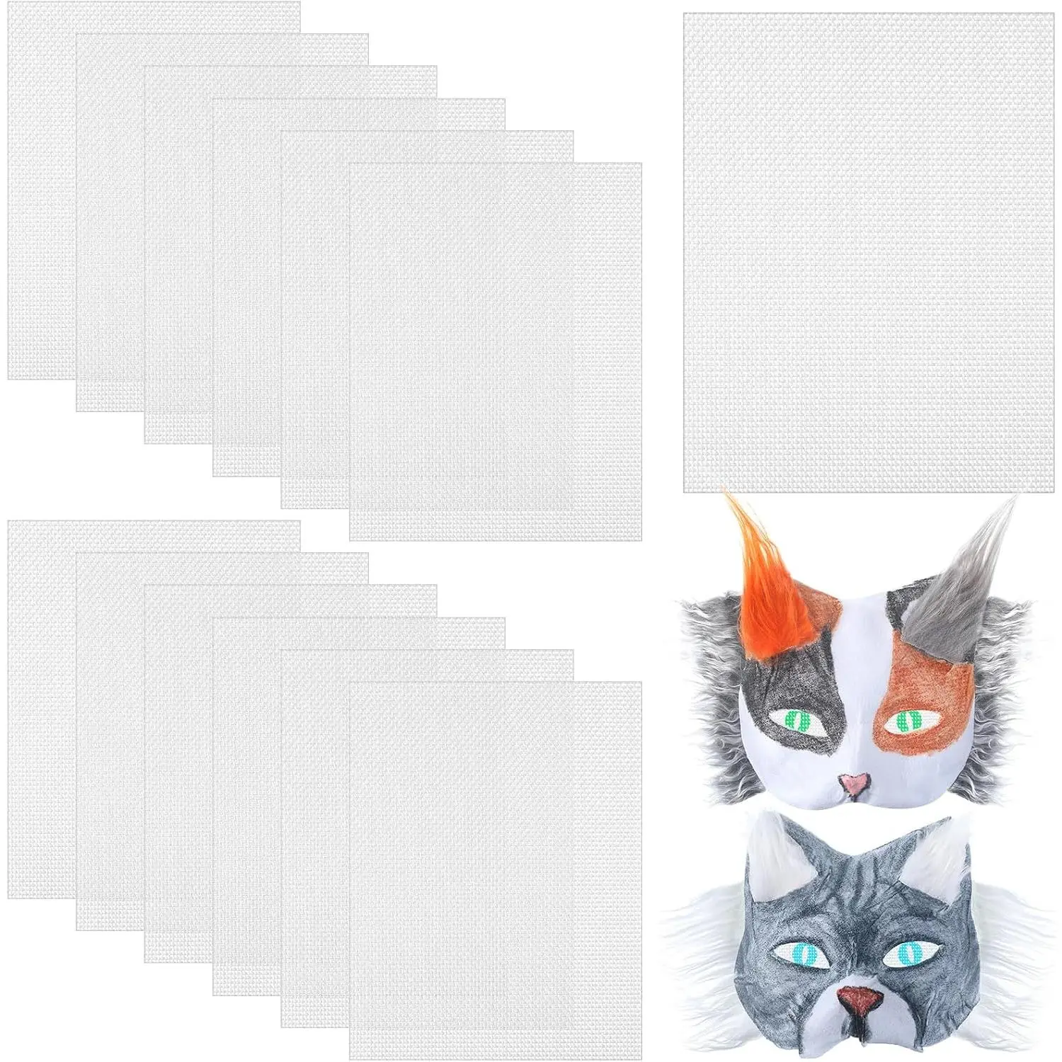 12 count Eye Mesh for Therian Mask 7.9 x 5.9 Inches DIY Therian Mask Material Kit Plastic Eye Mesh Sheets for DIY Handicraft Make Dividers Mask Accessory Kit (White)
