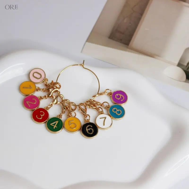 10 Pack Lobster Clasp Stitch Markers, Double Sided 0-9 Number Color Enamel Alloy Charms, Removable Knitting Crochet Marking Pendants DIY Hand Weaving Craft Accessories Supplies summerwins,Multicolor,Resin,Rhinestone,Kit,Gothic,,stainless,mom,bi,jump,ring,