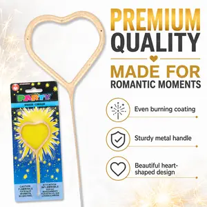 Heart-Shaped Sparkler Candles Romantic Cake Topper Decor for Birthday Wedding Valentine Party