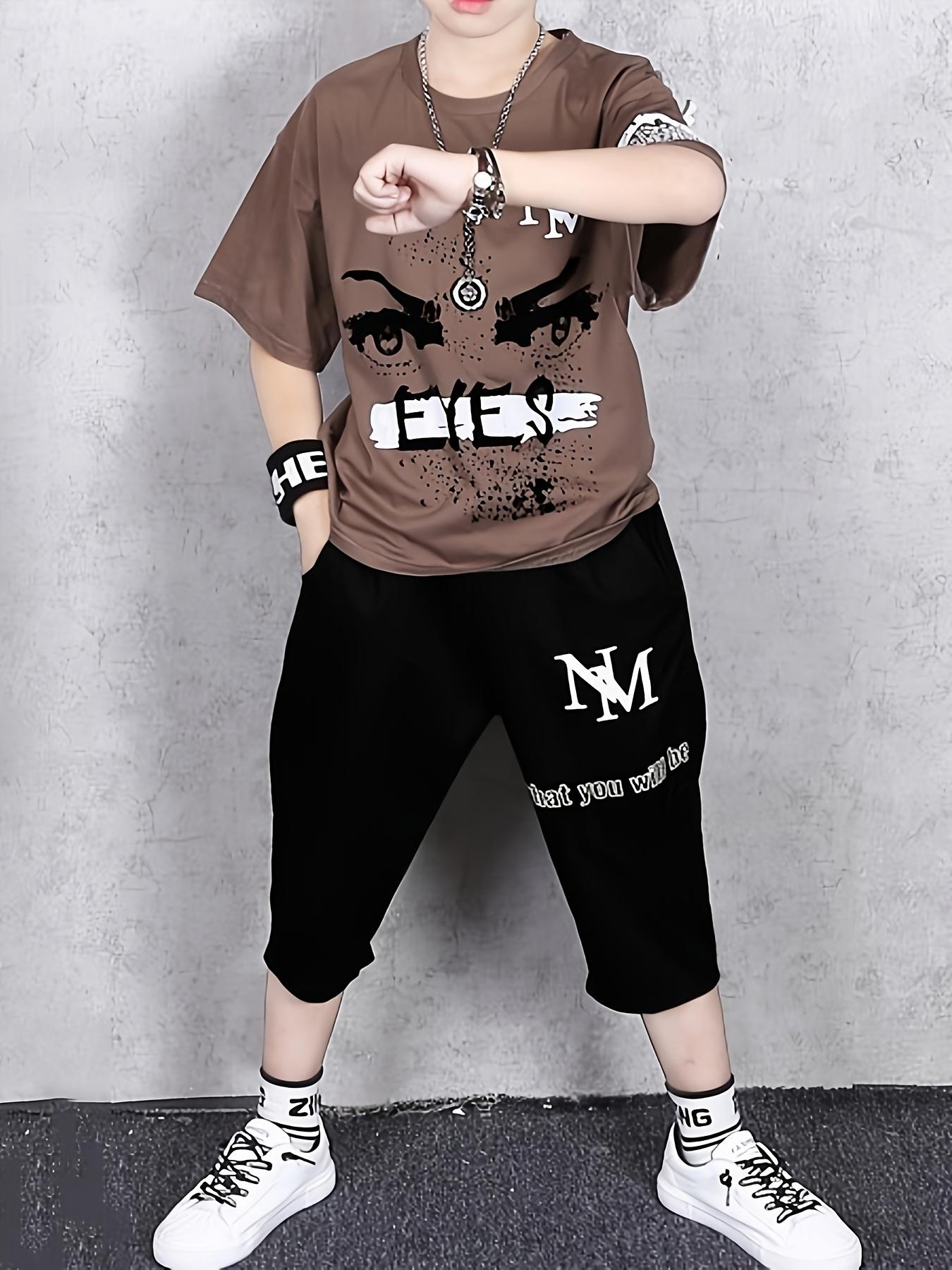 NewBoys' Summer Short Sleeve Set New Baby Fashion Children's Summer Thin Style Boys Cool Handsome Clothes+Pants 2pcs Set, Perfect for Outdoor(Gift)11