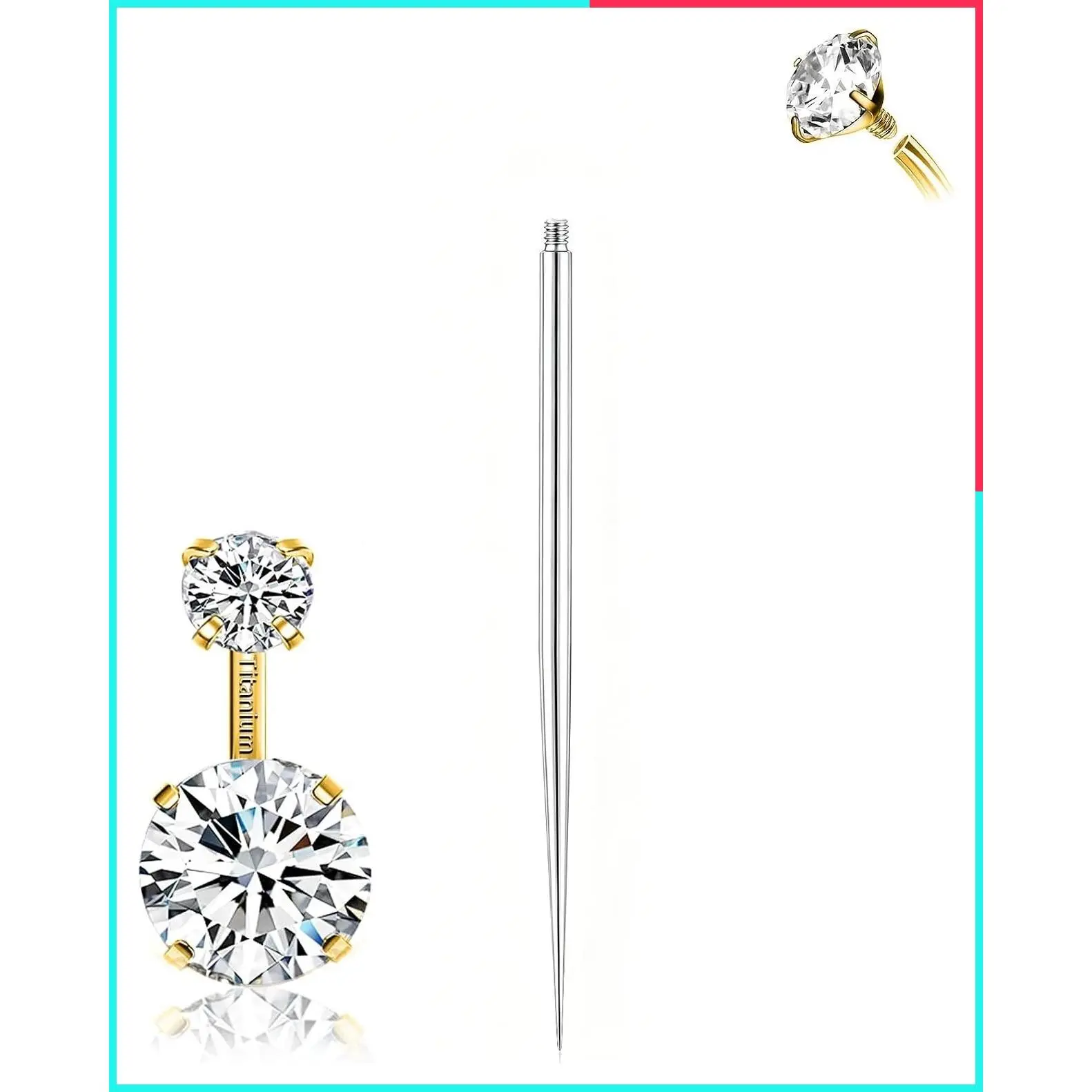 6MM-16MM G23 Titanium Belly Button Rings Short Bar Long Bar Belly Piercing
