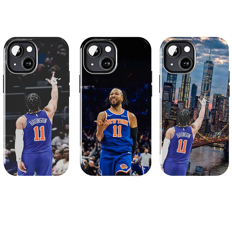3 Styles Jalen Brunson Knicks Blue Uniform Phone Case, Slim Anti-Drop Protective Cover, Knicks Basketball Design Case for iPhone 16/15/14/13/12 Pro/Plus