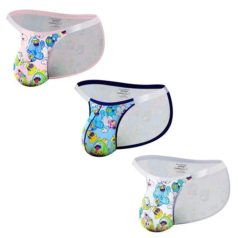 1/2/3 PCS Men Underwear Briefs Funny Cartoon Print Men's Panties Low Waist Man Sexy Bikini Briefs Sissy Gays Men Underpants