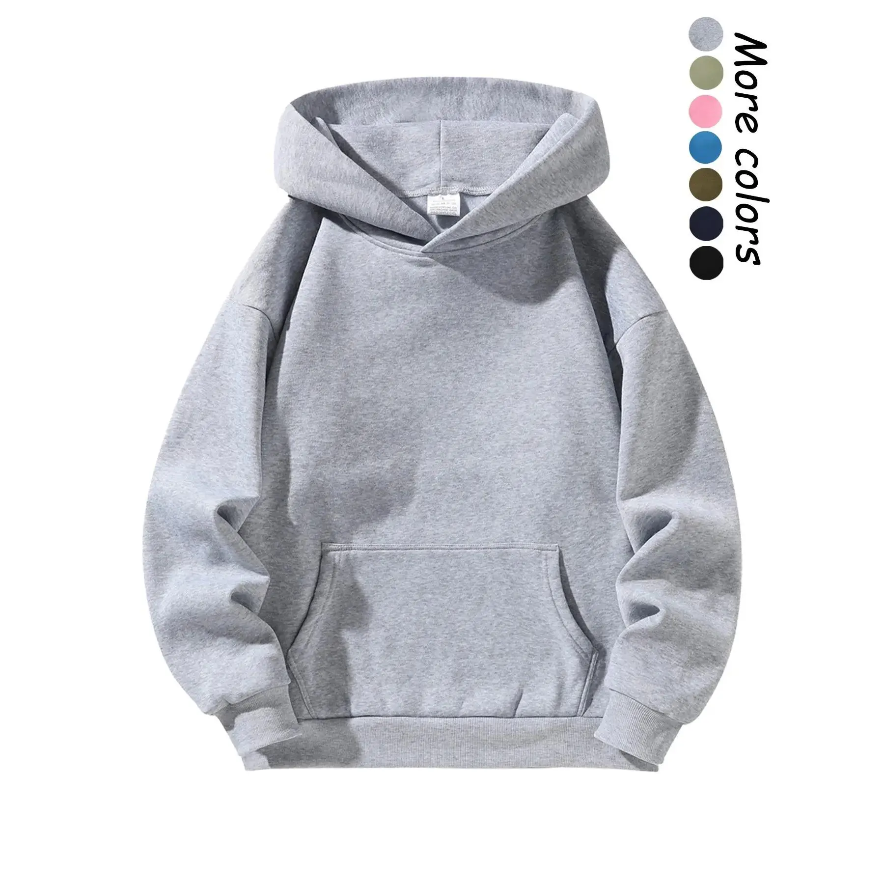 Unisex Plain Hooded Sweatshirt, Casual Long Sleeve Pullover, Loose-Fit Fleece Top, Fall & Winter Streetwear, Men's Basic Sportswear, Everyday Wear Sweatshirt  Hooded drawstring sweatshirt Menswear Beige