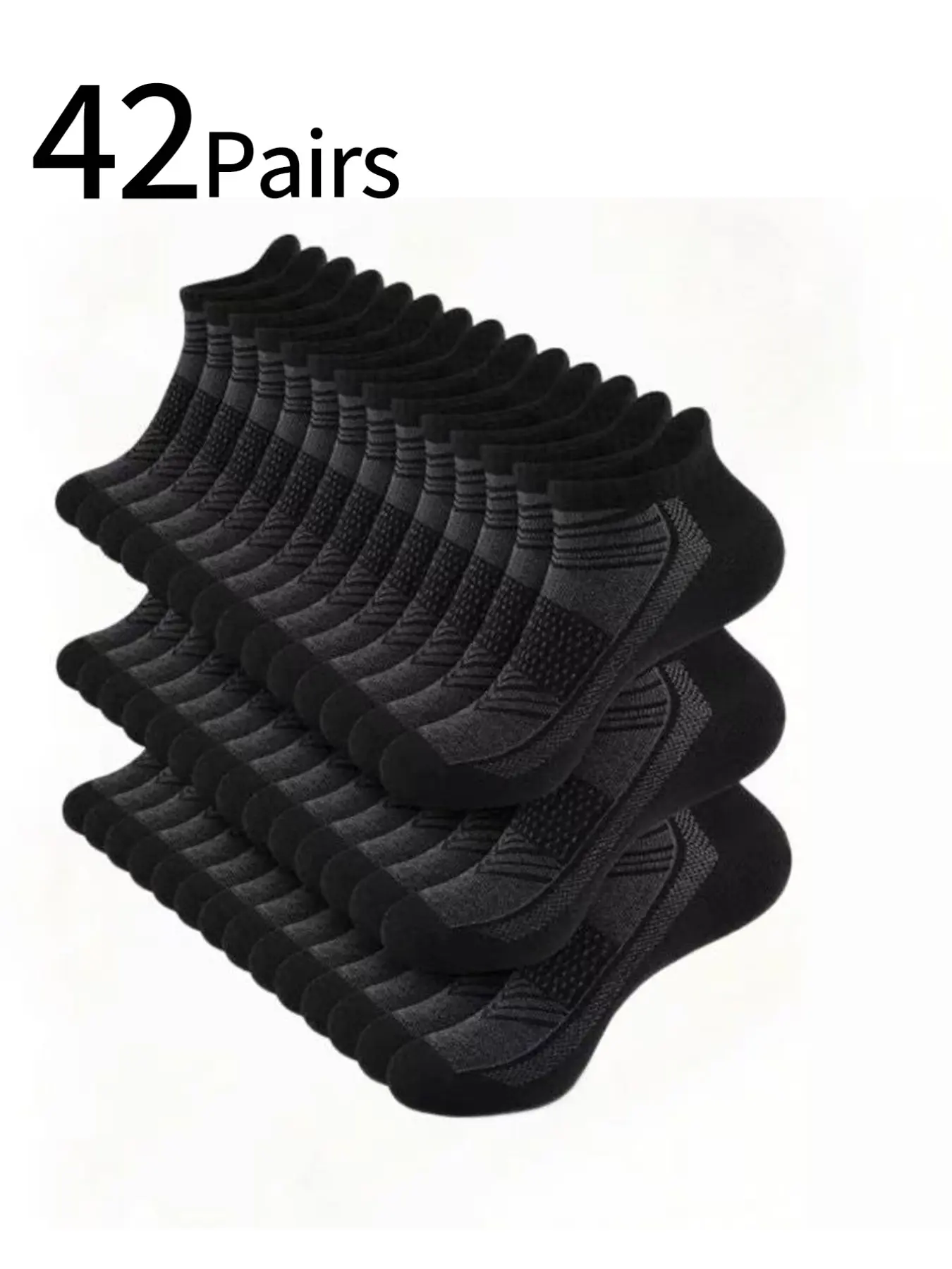 42 Pairs Men's Ankle Socks, Colorblock, Non-Slip, Arch Support, Breathable, Durable, Casual Style, All Seasons