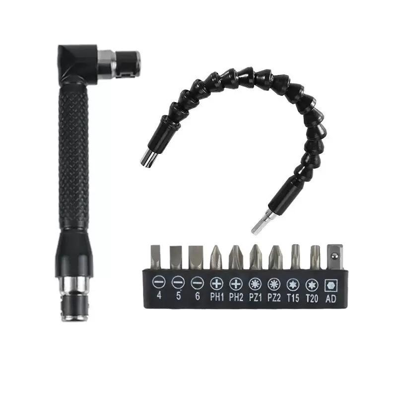 6pcs Right-Angle Drill Bit Accessory Set, Including 3 360 °   Rotatable 1/4, 3/8, 1/2 Inch Impact Grade Socket Adapters, 2 105 °   Hex Shank Angle Drill Adapters And 90 °   Bevel Drill Bit, Tool Kit