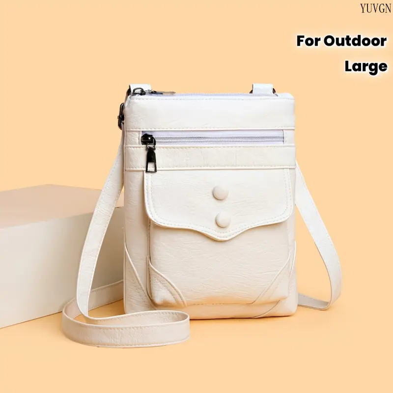 Women's Plain Vertical Soft-Textured Fabric Crossbody Mini Gym Bag with Zip, Multiple Pockets, Large Phone Fit, Ideal for Travel & Shopping (Sports & Outdoor Accessory), Casual