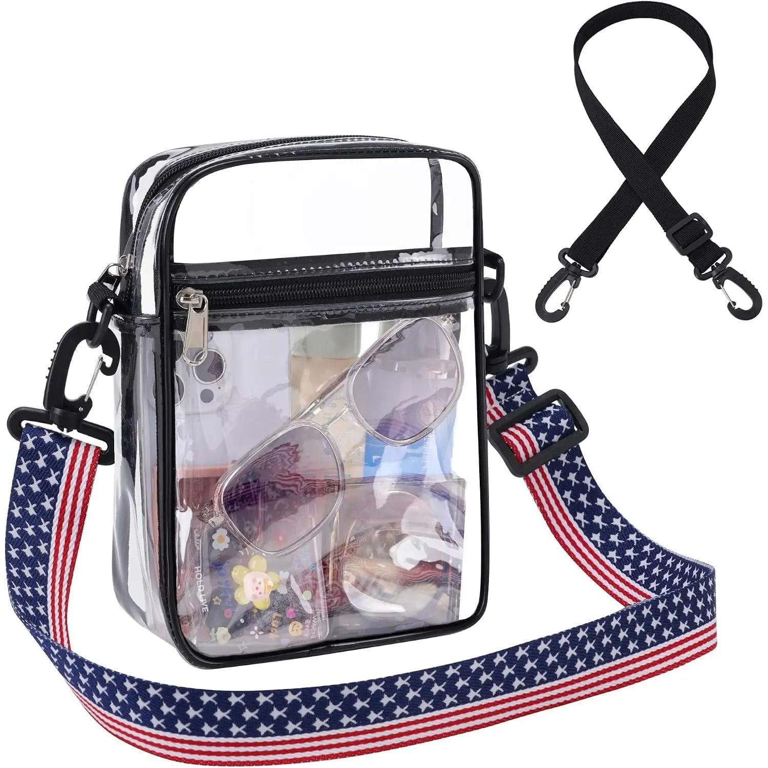 Stadium Clear Bag for Events 12x6x12 Concert tote bag 2 Straps | clear stadium bag Transparent Purse with 2 Replaceable Straps,0.4mm,Tote Handbag  Approved Crossbody  Bag