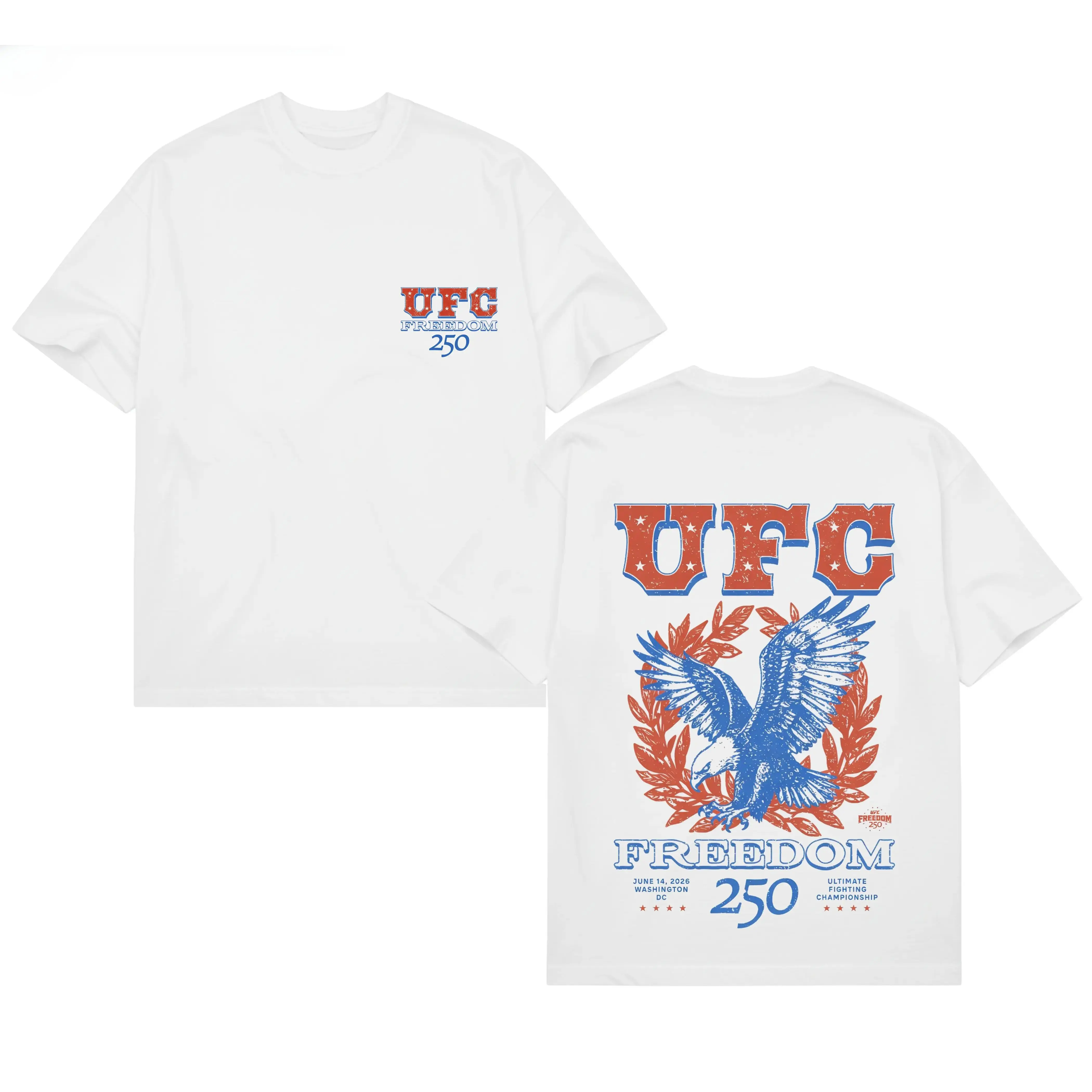 [100% Cotton] Men's White UFC Freedom 250 Kotinos T-Shirt, UFC White House Tee, UFC Freedom 250 Shirt, UFC Champions Shirt, UFC Merch Lightweight 180gsm