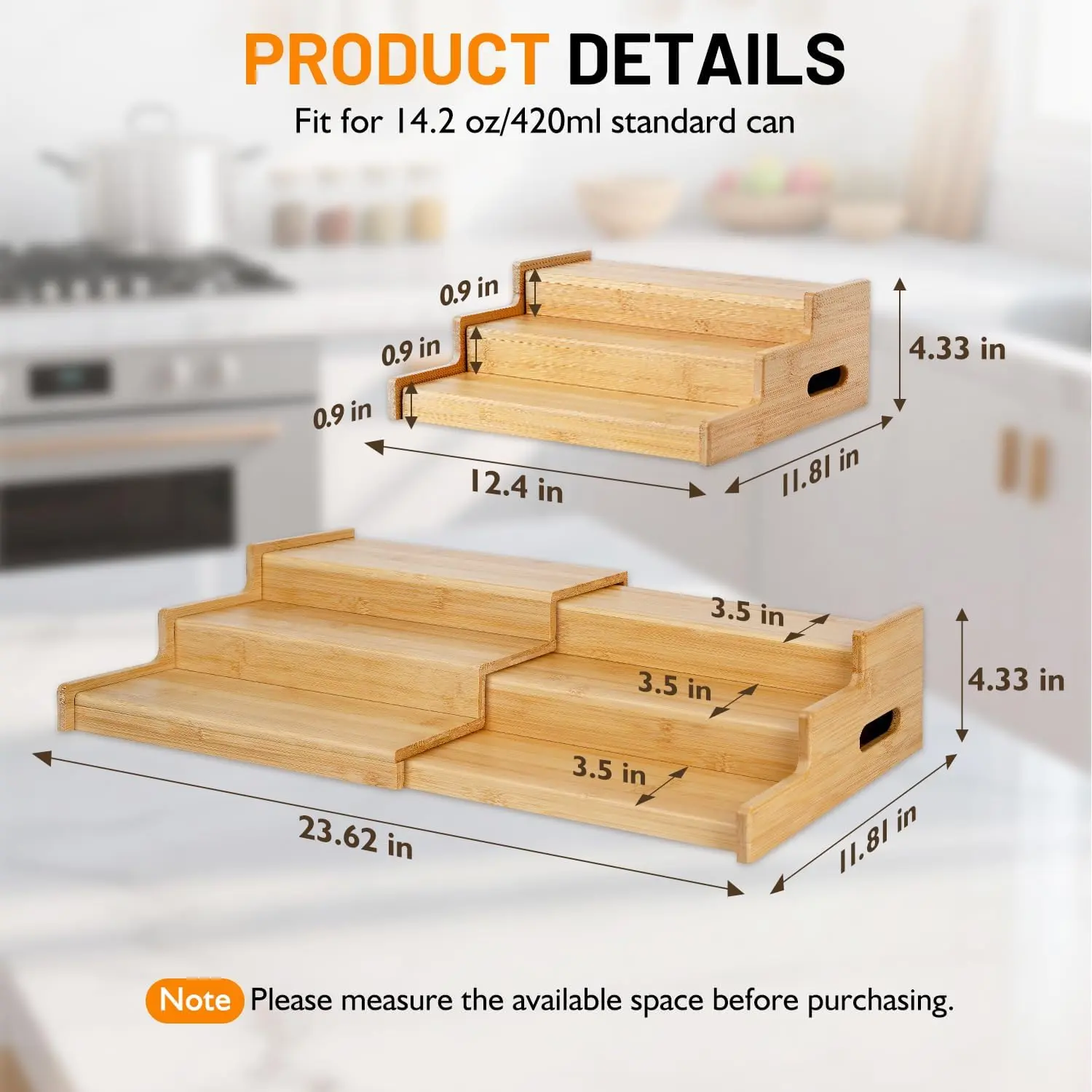 Expandable Can Rack Organizer for Pantry, Stackable 3 Tier Canned Food Organizers and Storage, Kitchen Cabinet, Can Holders Dispensers for Pantry Up To 24 Cans