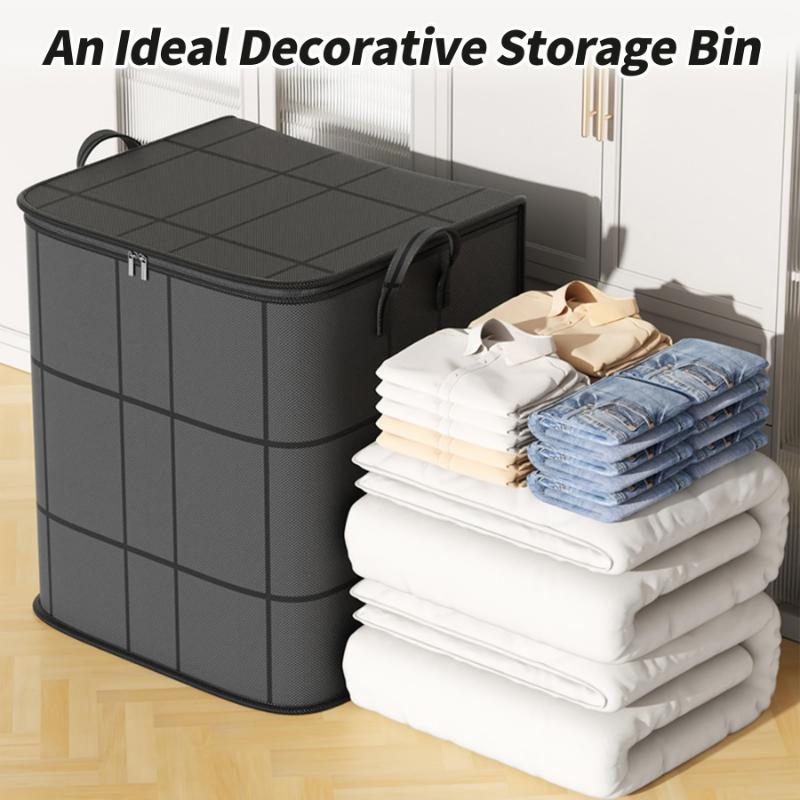 [Under Bed Storage Bags] Under Bed Storage Bags | Large Capacity Stackable | Durable Non-Woven Fabric with Handles & Secure Flap Closure, Multi-Purpose Organizer for Clothes, Quilts, Blankets - Bedroom, Home Storage Containers