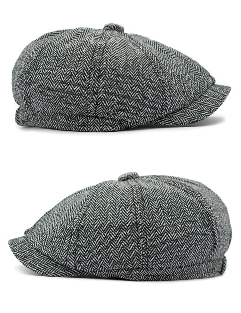 Twill Flat Cap for Men Women Herringbone Newsboy Caps British Style Octagonal Hat Solid Green Red Detective Cabbie Beret Hat