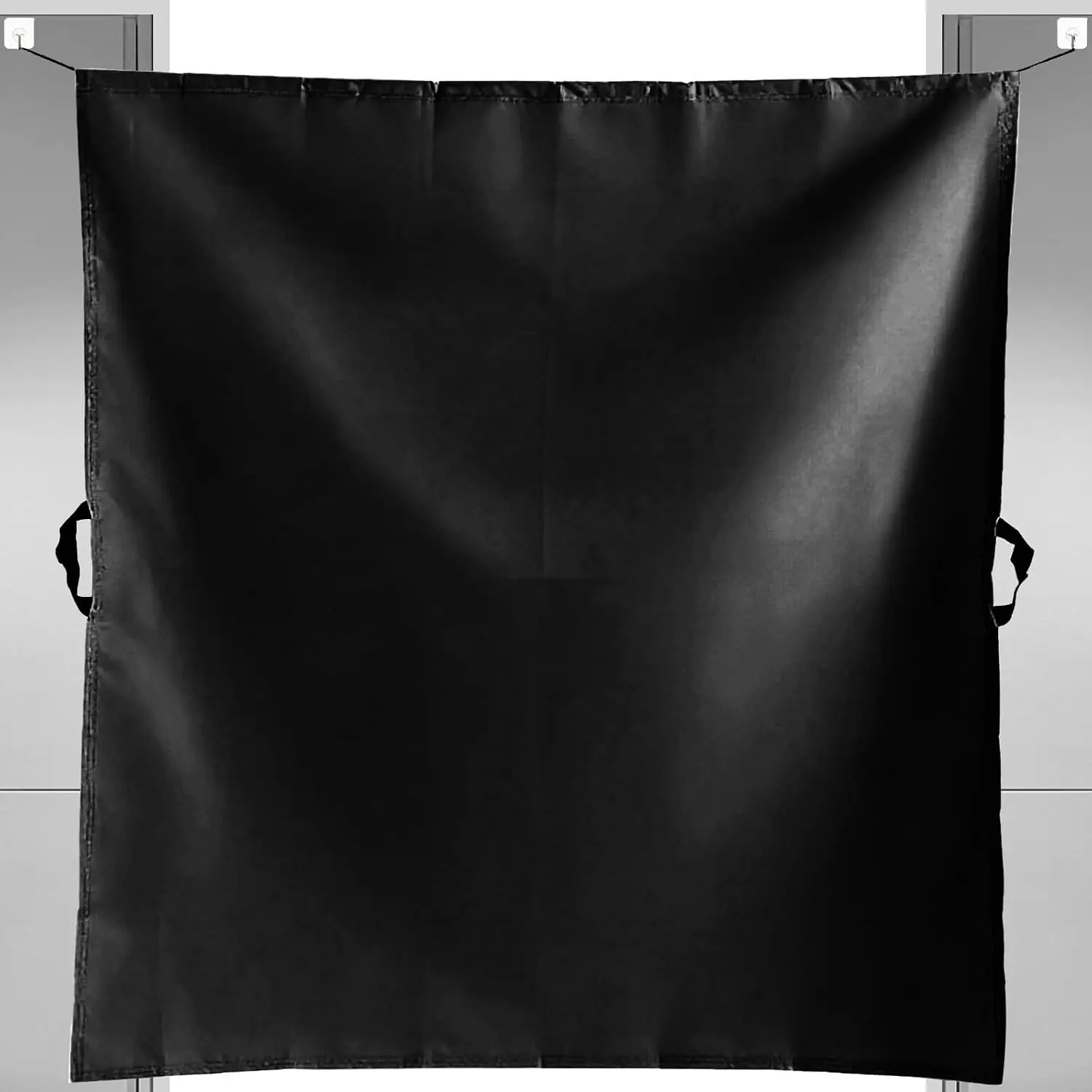 72" W x 66" H Cubicle Curtain for Office Privacy, Black, 1Pcs | 420d oxford fabric, light-blocking coating, 4 adhesive hooks, adjustable drawcord, ideal for office, study, bathroom, bedroom