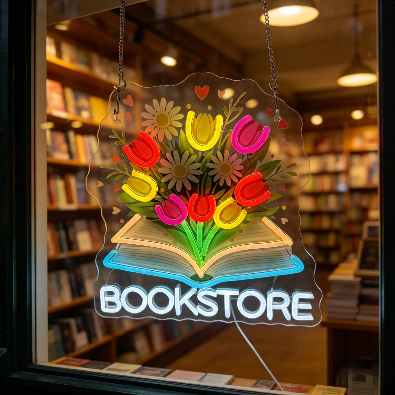 Acrylic LED Neon Light, Wall-Mounted Bookstore Decor, Personalized Letter Lighting, Home Restaurant Gift, Perfect for Book Lovers