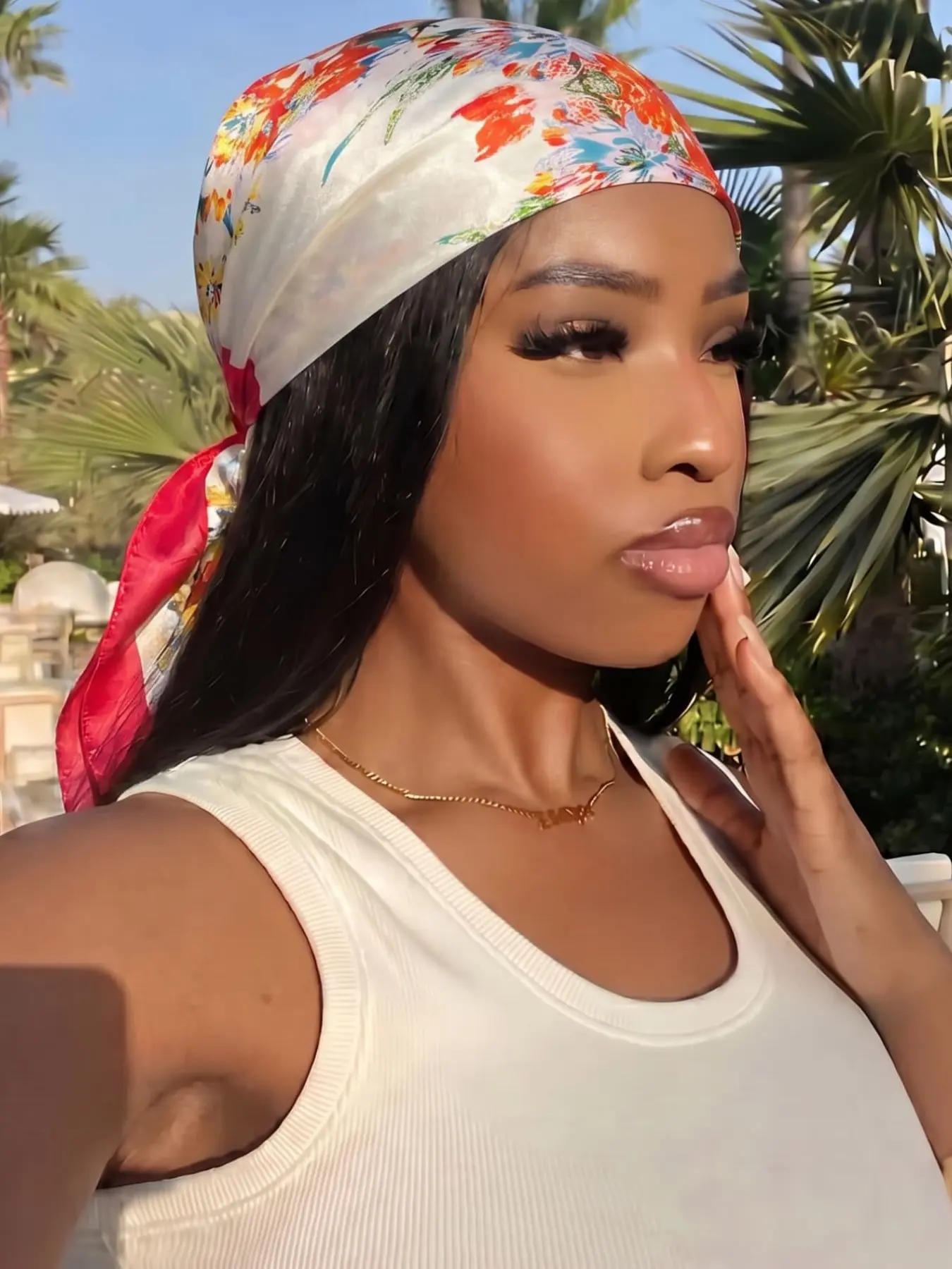 Boho Floral Print Chiffon Bandana, Unisex Summer Sun Protection Headscarf, Lightweight Breathable Fashion Accessory, Boho Floral Scarves, All-Season Versatile Style