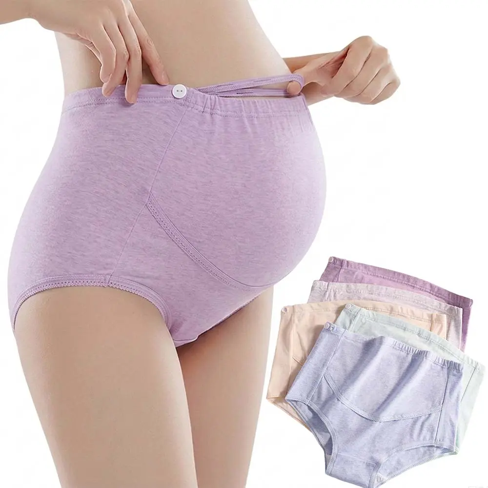 DOSMINE Maternity Underwear, 5 Pack High Waist Cotton Lined Briefs with Adjustable Belly Support for Pregnancy & Postpartum, Plus Size Available