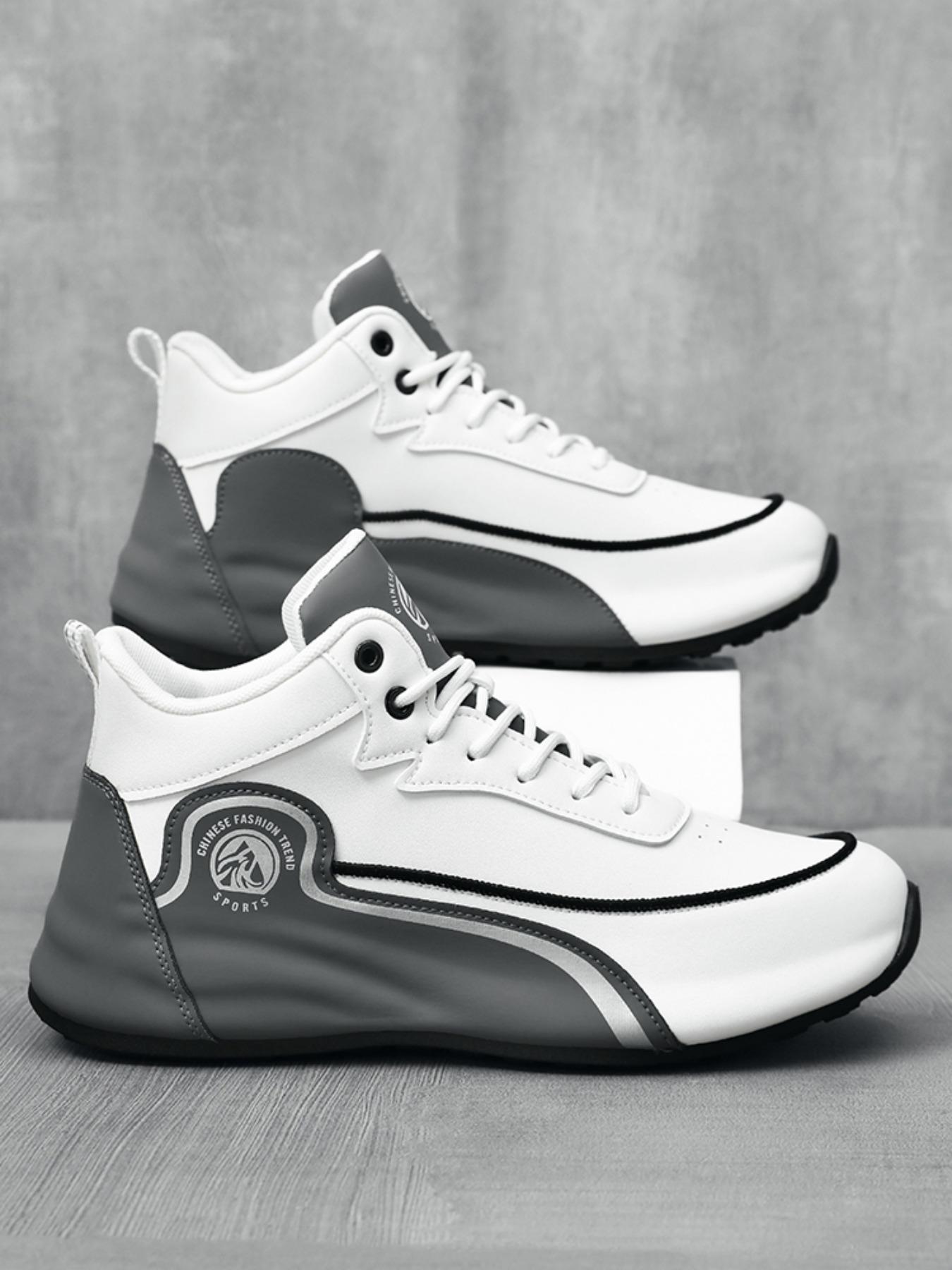 Men's Fashionable Lace Up Mid Top Sneakers, Casual Comfortable Breathable Sports Running Shoes, Male All-match Round Toe Shoes for Daily Wear, Closed