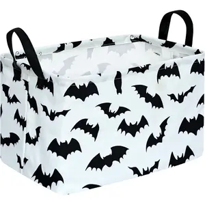Kid Clothes Storage Basket Gift Shelf Basket Toy Storage Bin, Nursery Basket Organizer Box for With Handles for Room Deco Bat Pattern