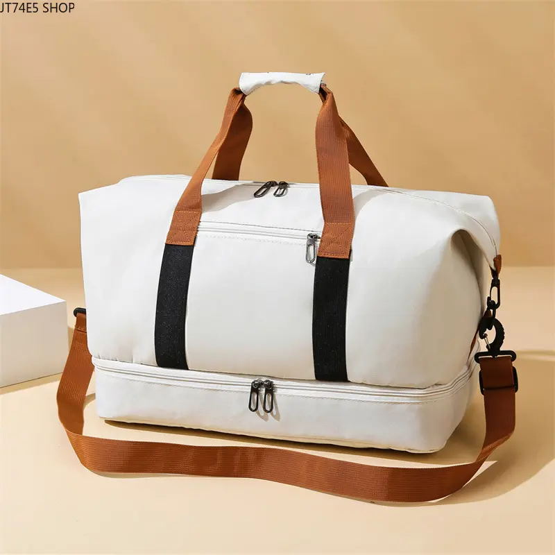 Women Large Capacity Multi-Functional Travel Bag, Detachable Trolley Sleeve Design, Short Trip Gym Bag for Yoga Swimming Hiking