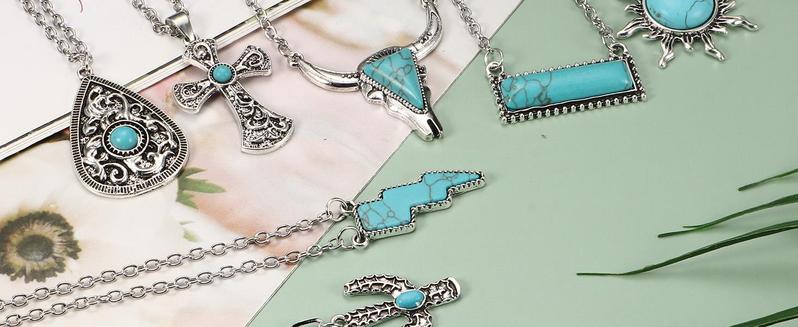 Jstyle 8 Pcs Western Turquoise Necklaces for Women Men Adjustable 46cm + 5cm Alloy Retro Silver Plated Cactus Sun Bull Head Cowgirl Cowboy Pendant Jewelry Jstyle 8 Pcs Western Turquoise Necklaces for Women Men Adjustable 46cm + 5cm Alloy Retro Silver Plated Cactus Sun Bull Head Cowgirl Cowboy Pendant Jewelry