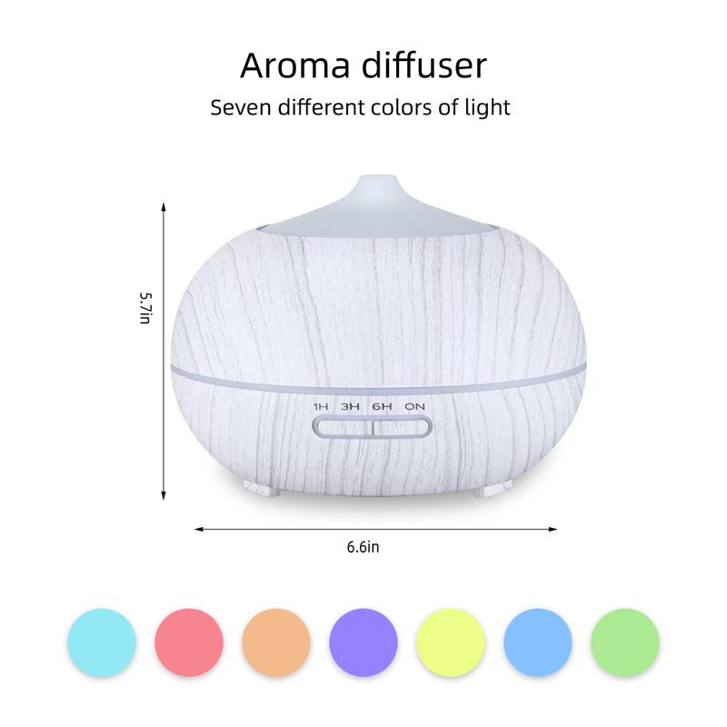 Wood Grain Essential Oil Diffuser (550ml) w/ Remote, 7 Color LED & 6 Premium Oils  Perfect Relaxation Present