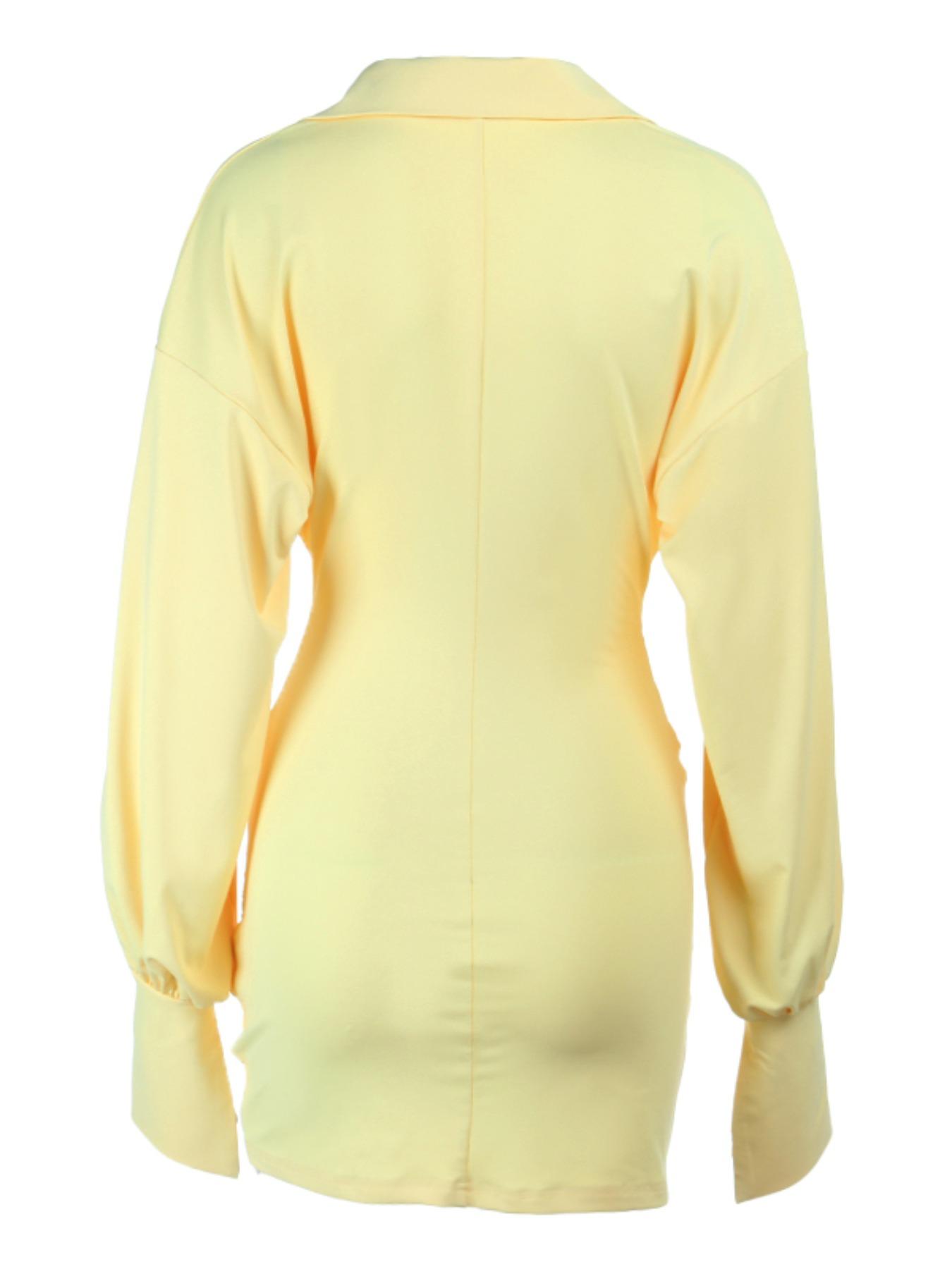 Elegant Ruched Bodycon Shirt Dress, Chic Elegant Fit, Slim-Fitting Long Sleeve Maxi Dress, Womenswear, Perfect for Parties & Evening Events