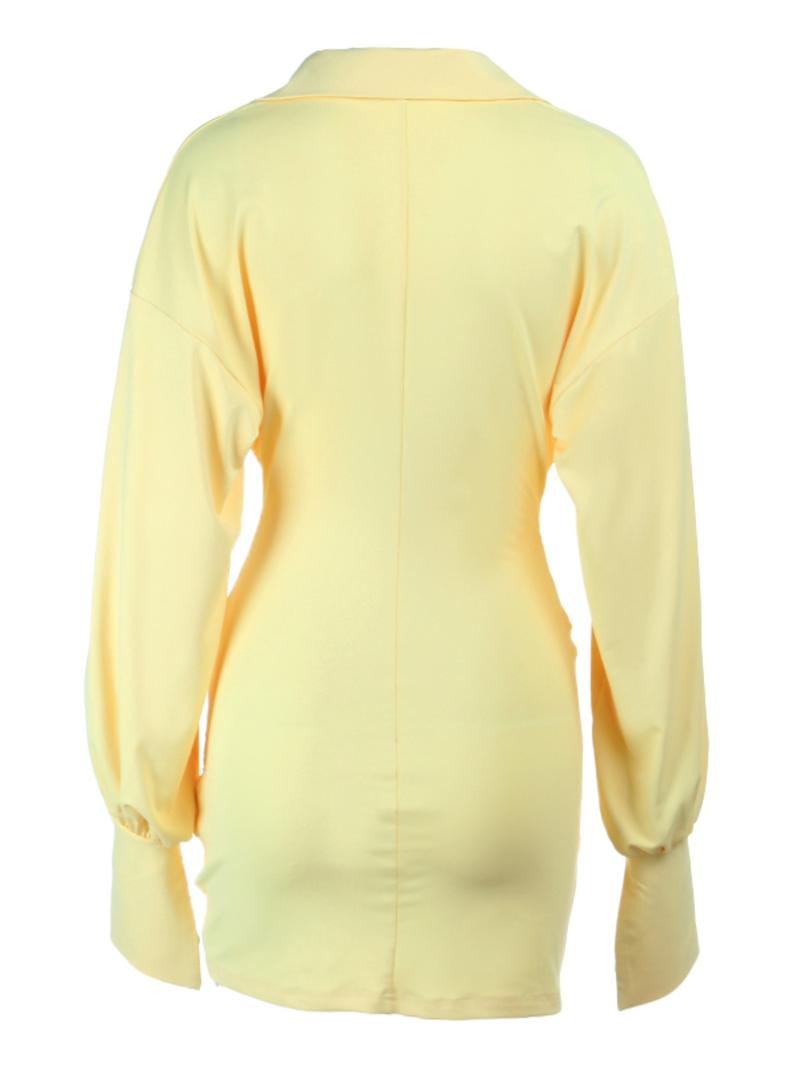 Elegant Ruched Bodycon Shirt Dress, Slim-Fitting Long Sleeve Maxi Dress, Perfect for Parties & Evening Events